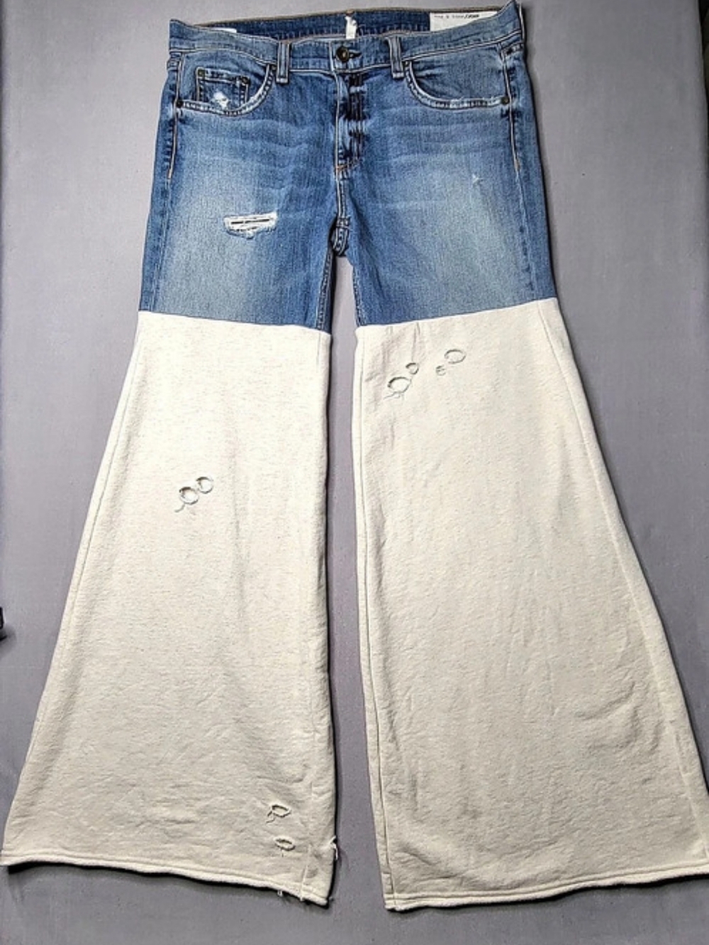 rag & bone Featherweight Logan Two-Tone Mid Rise Wide Leg Jeans Wide Leg Jeans